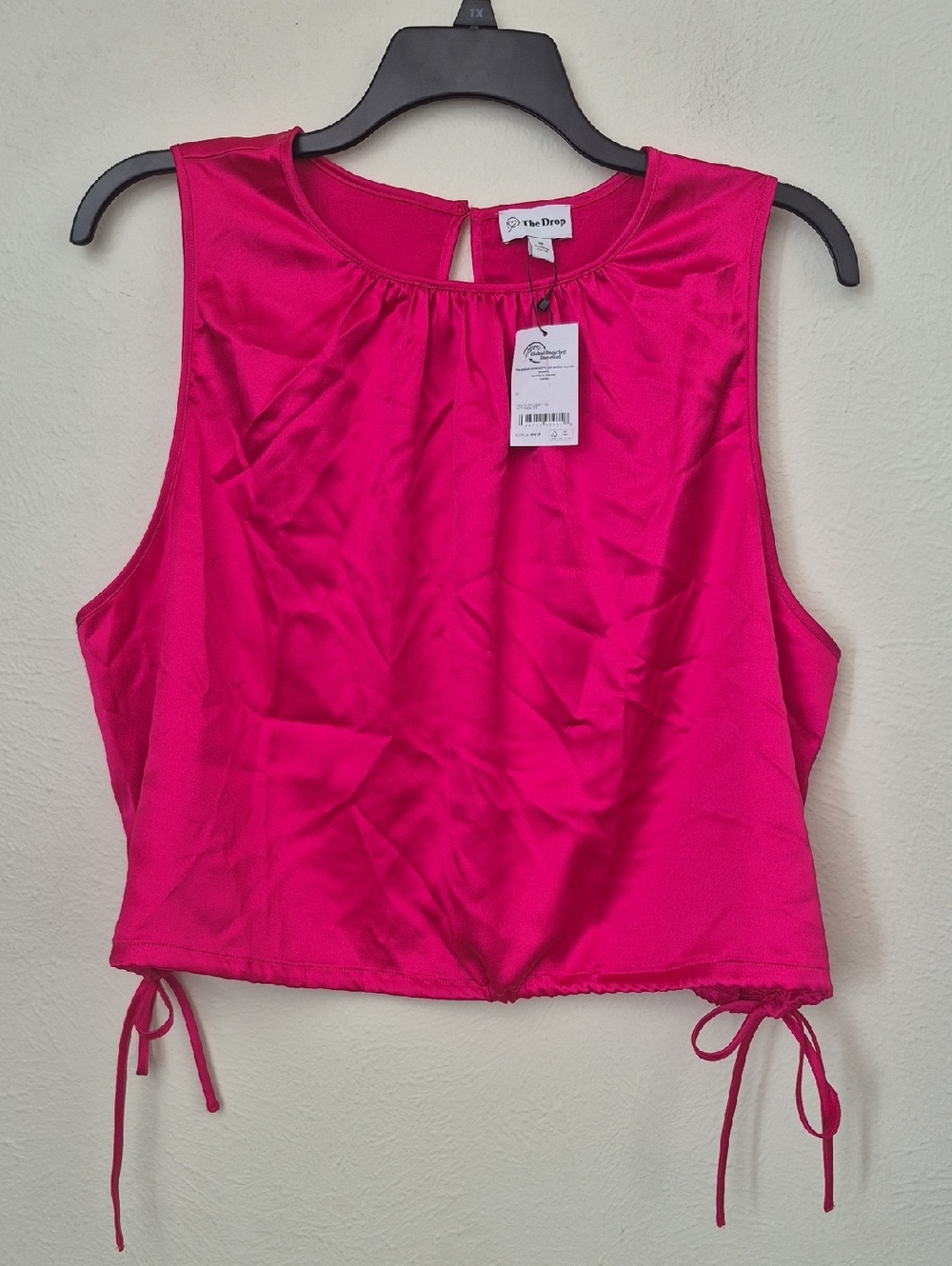 The Drop Women's PINK Sleeveless Crop Tie-Hem Tank